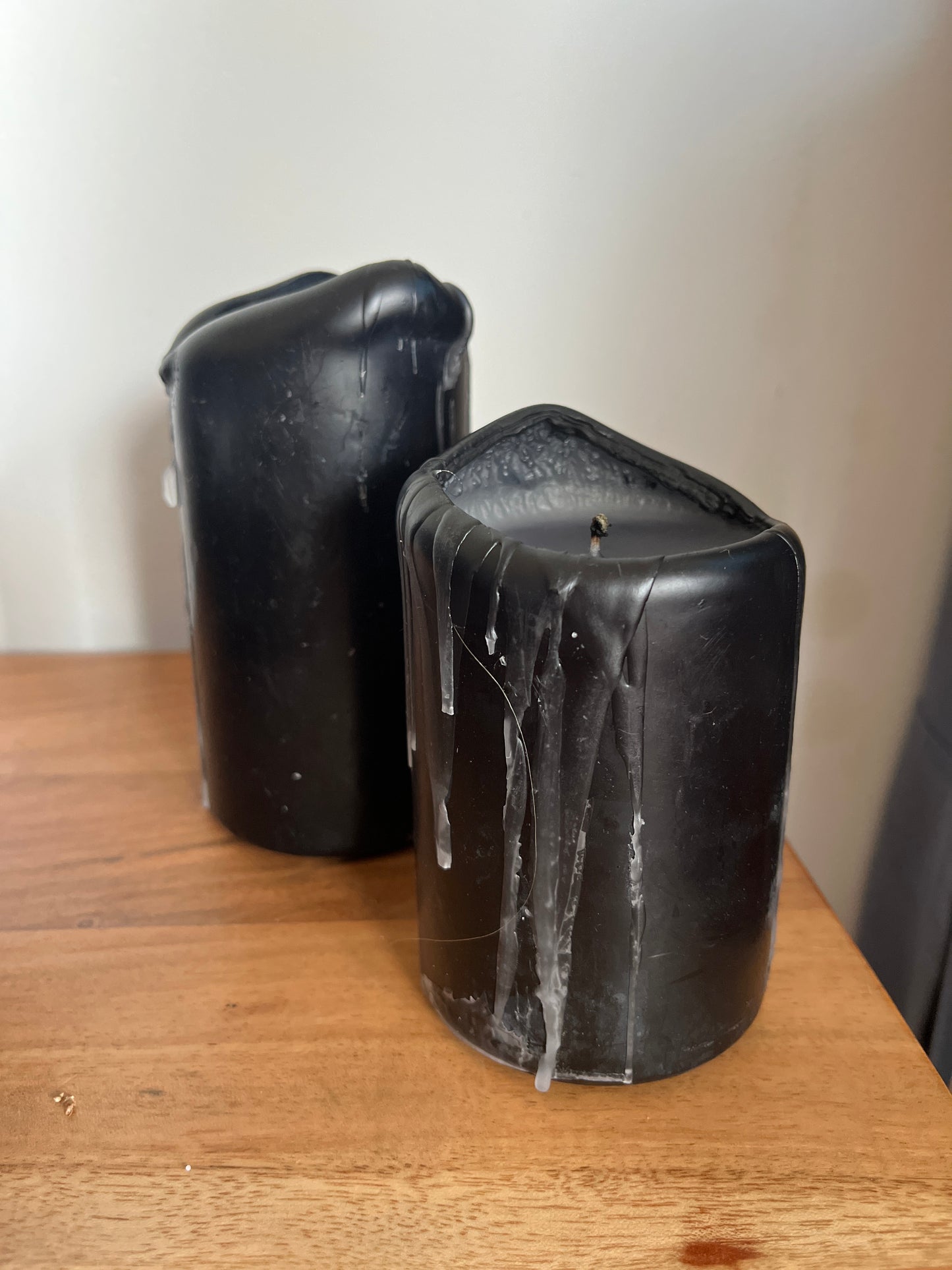 Black pillar candles pre loved