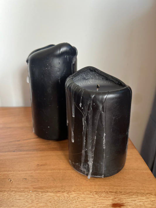 Black pillar candles pre loved